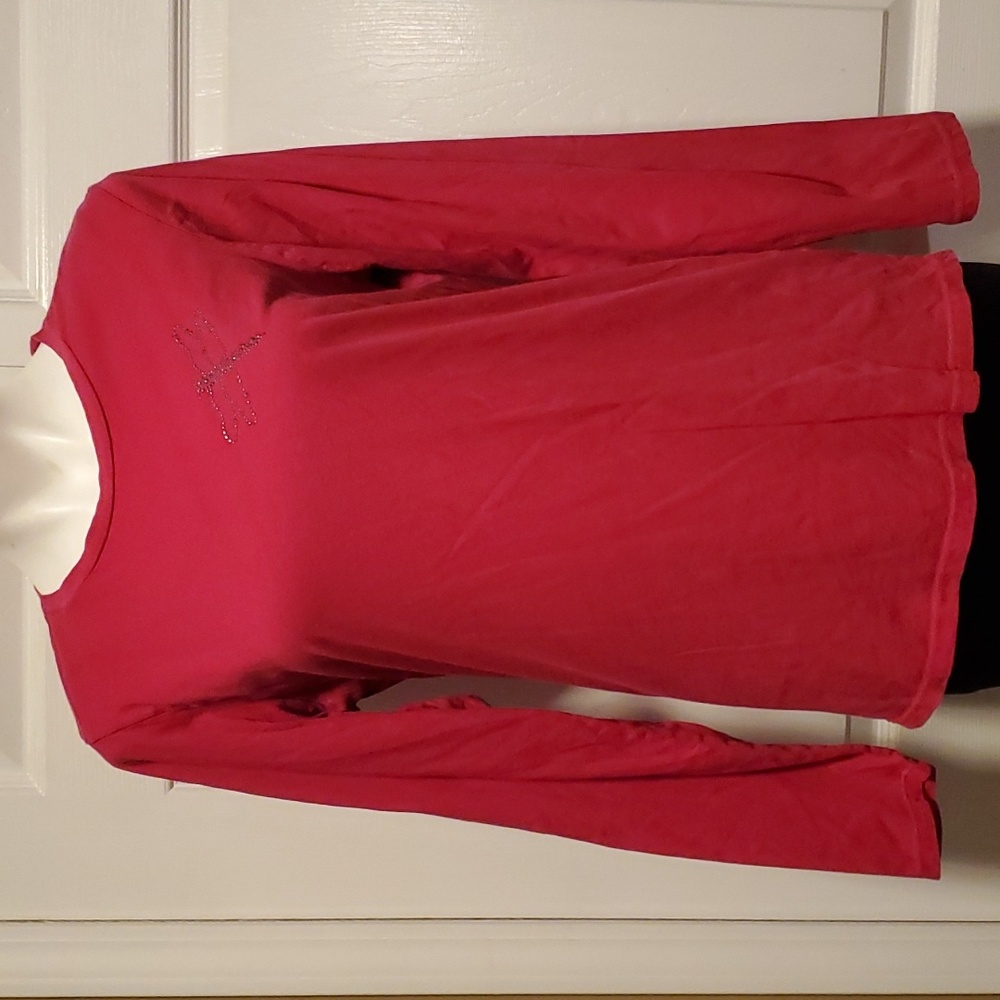Old Navy Embellished Dragonfly Women's Fuschia Long Sleeve Shirt - Size XL